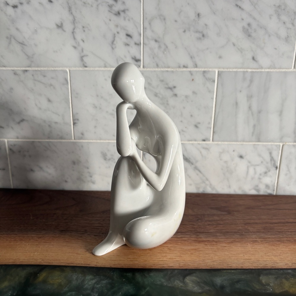 Vintage Royal Dux Jitka Forejtova Modernist Sitting Girl Porcelain Figurine